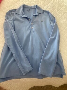 Renwick Long-Sleeve Polo Tee in Light Blue